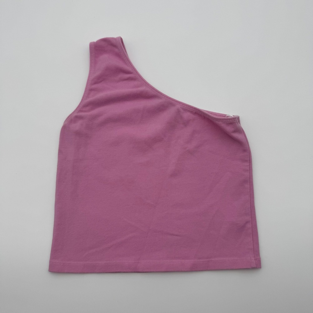Brandy Melville Pink One Shoulder Tank Top Cropped Asymmetrical Sleeveless XS S